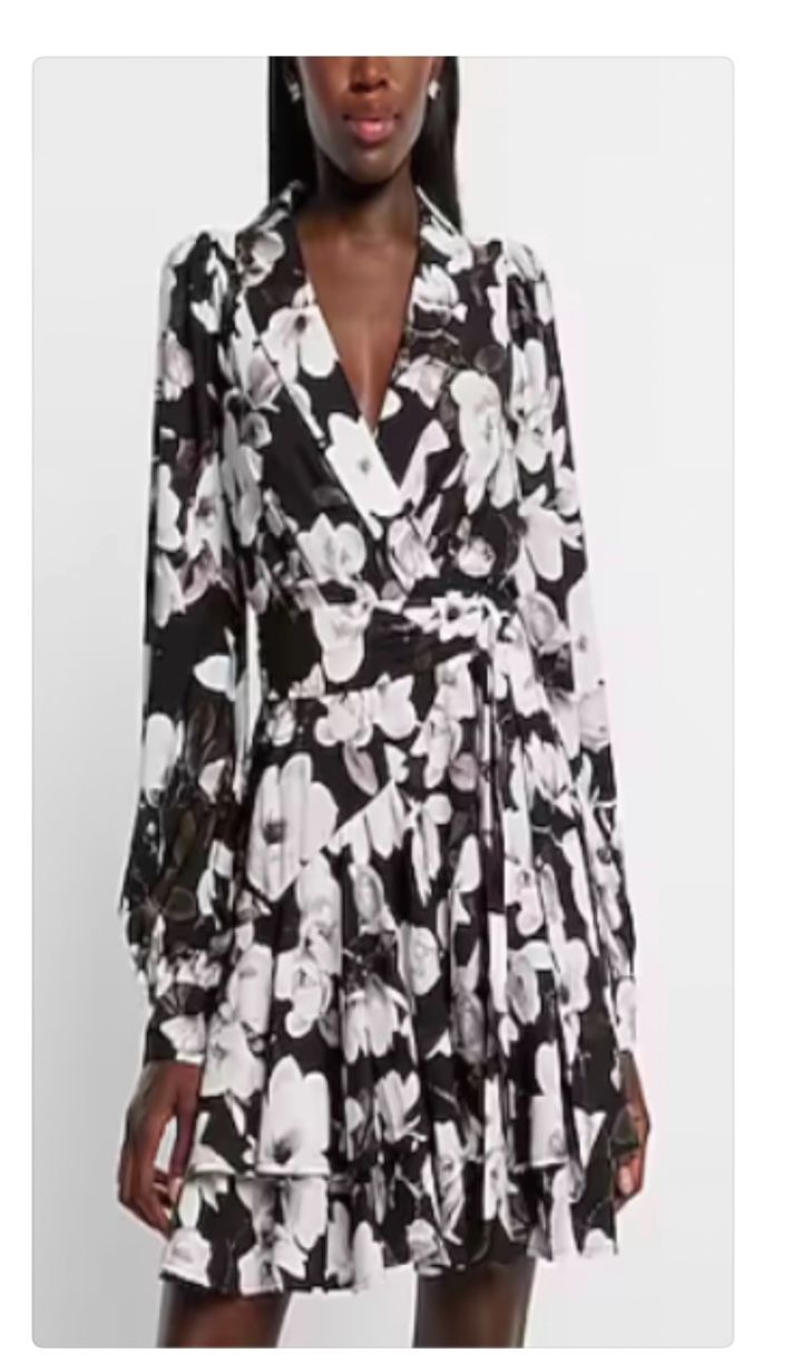 Express Dress Tie Waist Floral Print Size Large