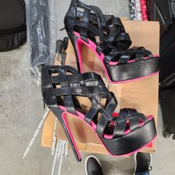 6" Black and Pink Stilettos 