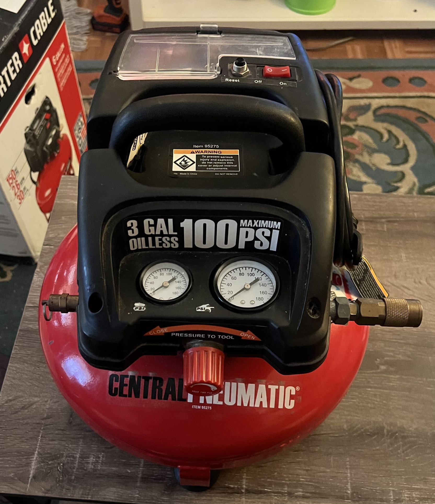 3 gal. 1/3 100 PSI Oilless Pancake Air Compressor