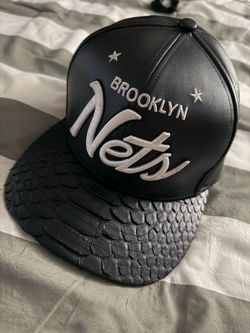 Brooklyn Nets Snapback Hat Snake Skin Brim