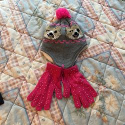 Winter Cap With Pink Gloves