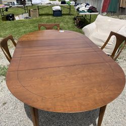 Antique Wooden Table With 3 Chairs 