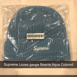Loose Gauge Supreme Beanie Aqua Colored