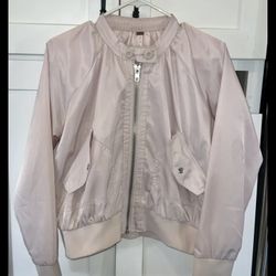 Free People Midnight Bomber Jacket Windbreaker Sz Small Blush Zip Up
