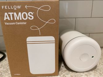 Fellow Atmos Vacuum Canister for Coffee & Food Storage - Airtight Sealed Container, Matte White, Large Coffee Bean Storage, 1.2 Litre Jar
