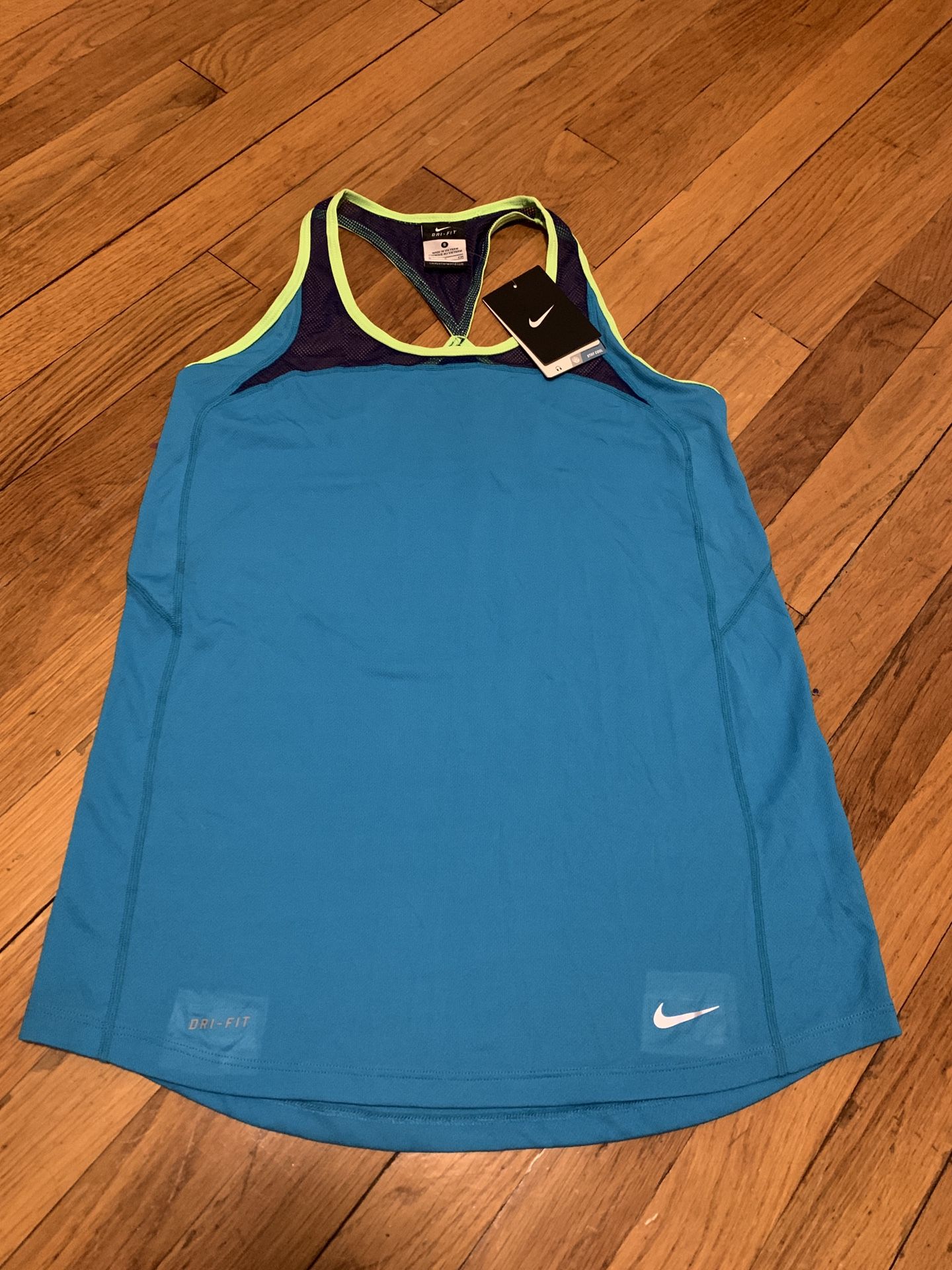 Nike Dri-Fit Running Tank Top Women's Blue/Green Small vtg NWT