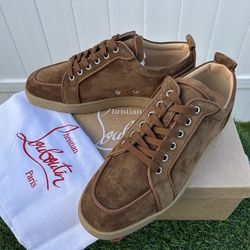  CHRISTIAN LOUBOUTIN RANTULOW ORLATO FLAT LOWTOP SNEAKERS BROWN SUEDE SZ 43/10 NEW SEASON FW25 