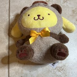 Sanrio Pompompurin in Brown Panda Costume Sitting RARE 10” Plush Kigurumi NWT