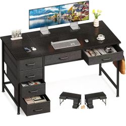 ❤️‍🔥 Computer Desk with 6 Drawers, 48 Inch Home Office, Work Study Table for Bedroo