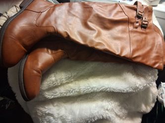 Leather knee high boots
