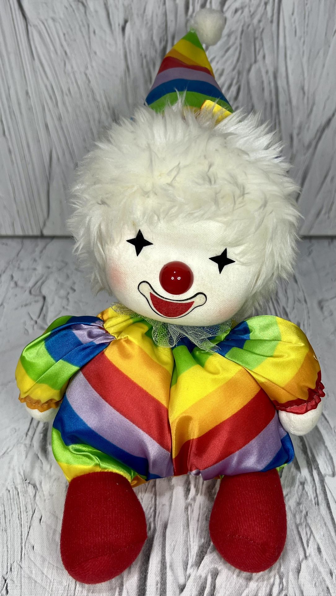 Vintage 1986 Poter Musical Wind Up Clown Doll Moving Head Plays “Small World”