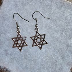 STAR OF DAVID  ARTESAN ORIGINAL 925 SILVER EARRINGS