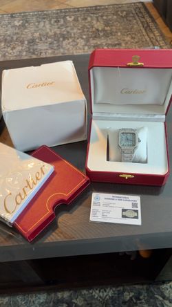 Moissiante stones Vvs 28ct silver C gray dial watch (PASSES DIAMOND TESTER)