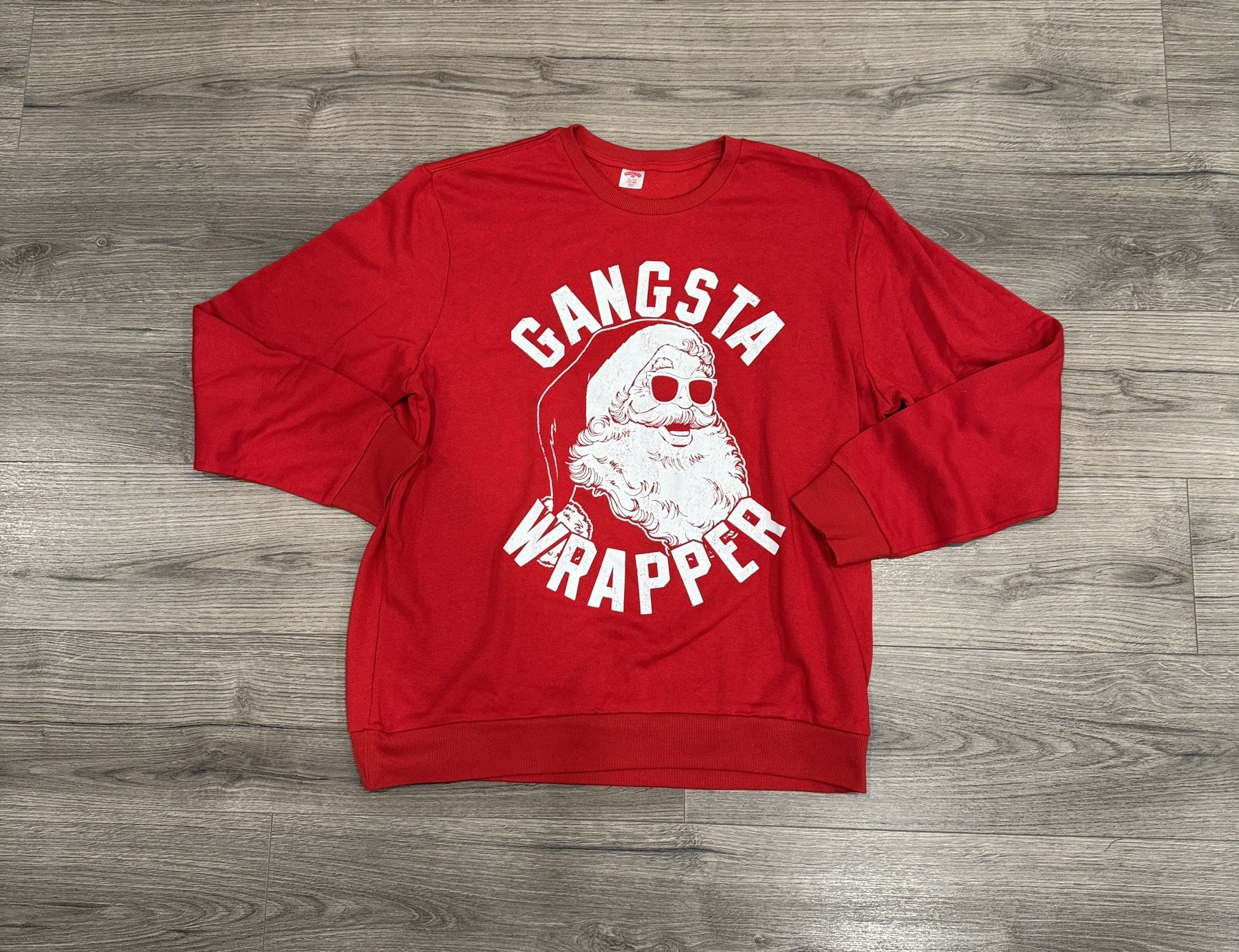 Holiday Time Santa Clause Gangsta Wrapper Christmas Sweatshirt Men’s Size Extra Large