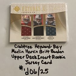 Crabtree 49ers Heyward-Bey Raiders Maclin Eagles Harvin Vikings Britt Titans Barden Giants Upper Deck Short Print Insert Rookie Jersey Card.      