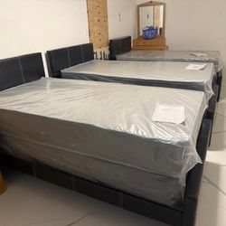 NEW BED FRAME TWIN SIZE WITH MATTRESS AND BOX SPRING