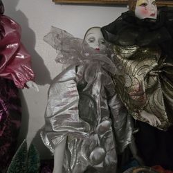 Vintage Porcelain Clown Doll Collection – Handcrafted Harlequin Style