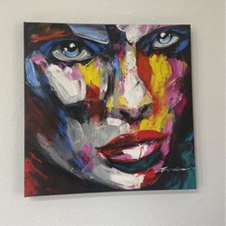 Cara Abstracta De Mujer Pintada A Mano Woman Abstract Hand Painted Face 23x23 Canvas 