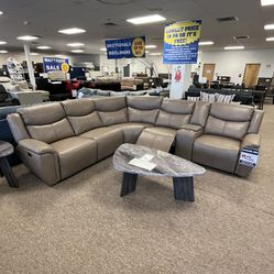 Beige Reclining Sectional