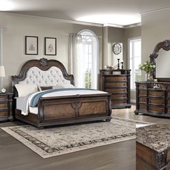 ELEGANT QUEEN BEDROOM SET. 5 PC. 