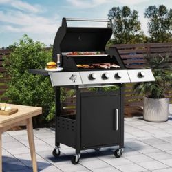 3-Burner Propane Gas Grill  Steel with Side Burner, Outdoor Cooking BBQ Grills 
