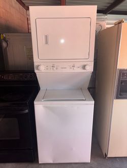 White Stacked Frigidaire Washer And Electric Dryer