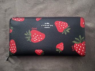 Coach Strawberry Large Zip Around Wallet