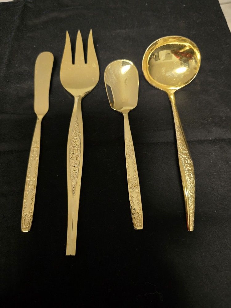 4pcs. Lifetime Gold Plated Single Flatware 