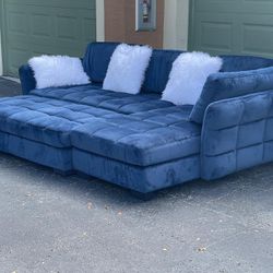 Sectional Couch/Sofa - Velvet - Blue - Delivery Available 🚛