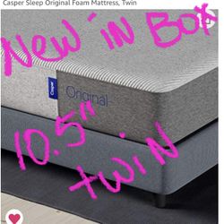 10.5” Twin Casper Gel Memory Foam Mattress Bed ***NEW