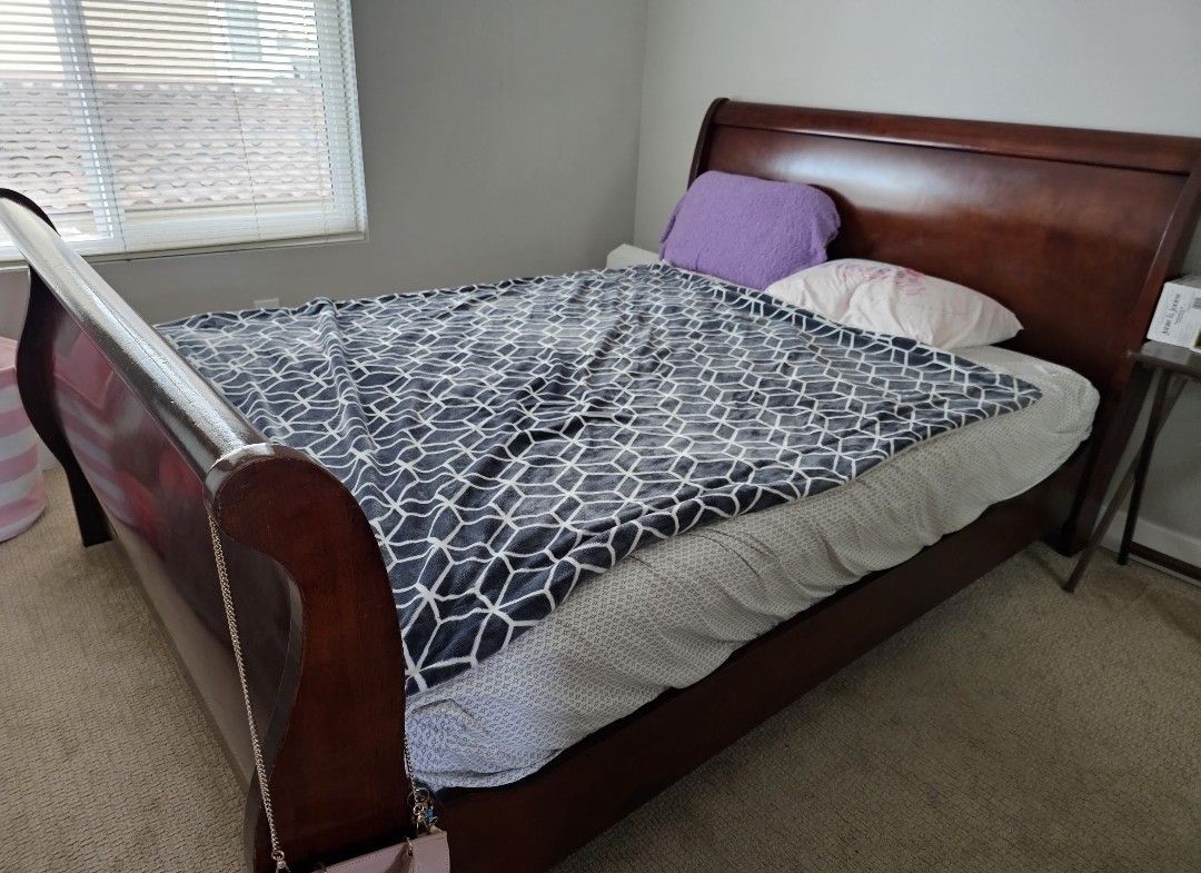 Queen Bed. Frame And Mattress.