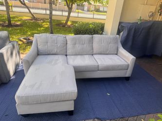 Light Gray Chaise Sectional! Same Day Delivery.