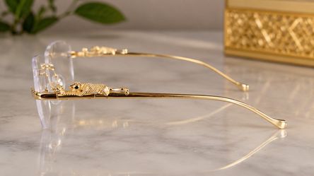 Brand New Gold Rimless Leopard Eyeglasses