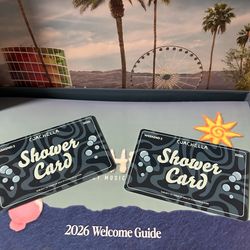 Coachella Weekend 2 - private 24 hour shower and AC bathroom cards