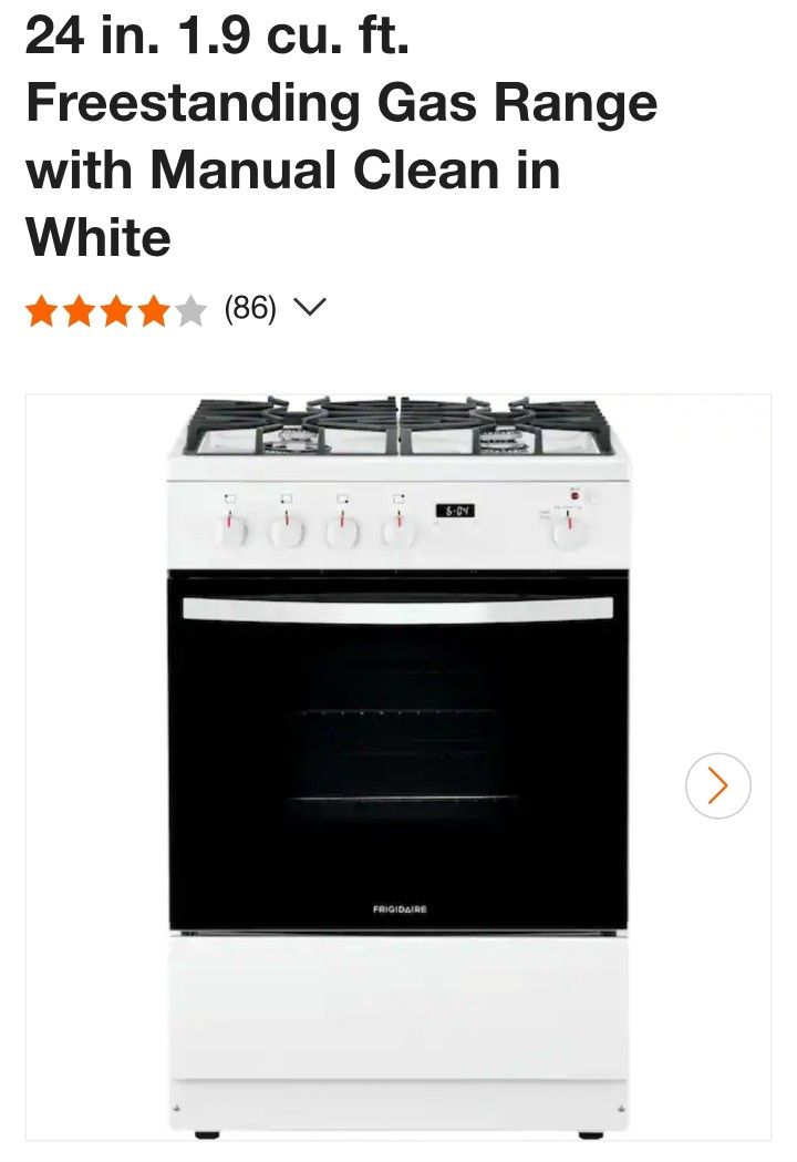 24 in. freestanding gas range by Frigidaire