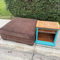 Free Choc Brown Ottoman and End Table 