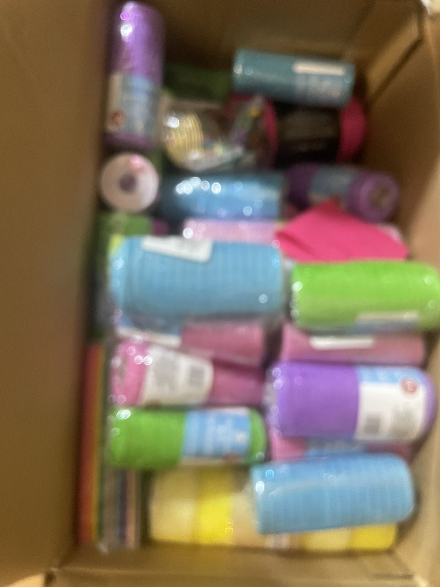 Extra Large Box Of New Deco Mesh, Tulle,Taffeta, Glitter Ribbon, Organza Ribbon And More