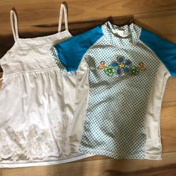 Girls 14 Children’s Place Swim Shirt / Justice 100% Cotton Whie Sleeveless Shirt
