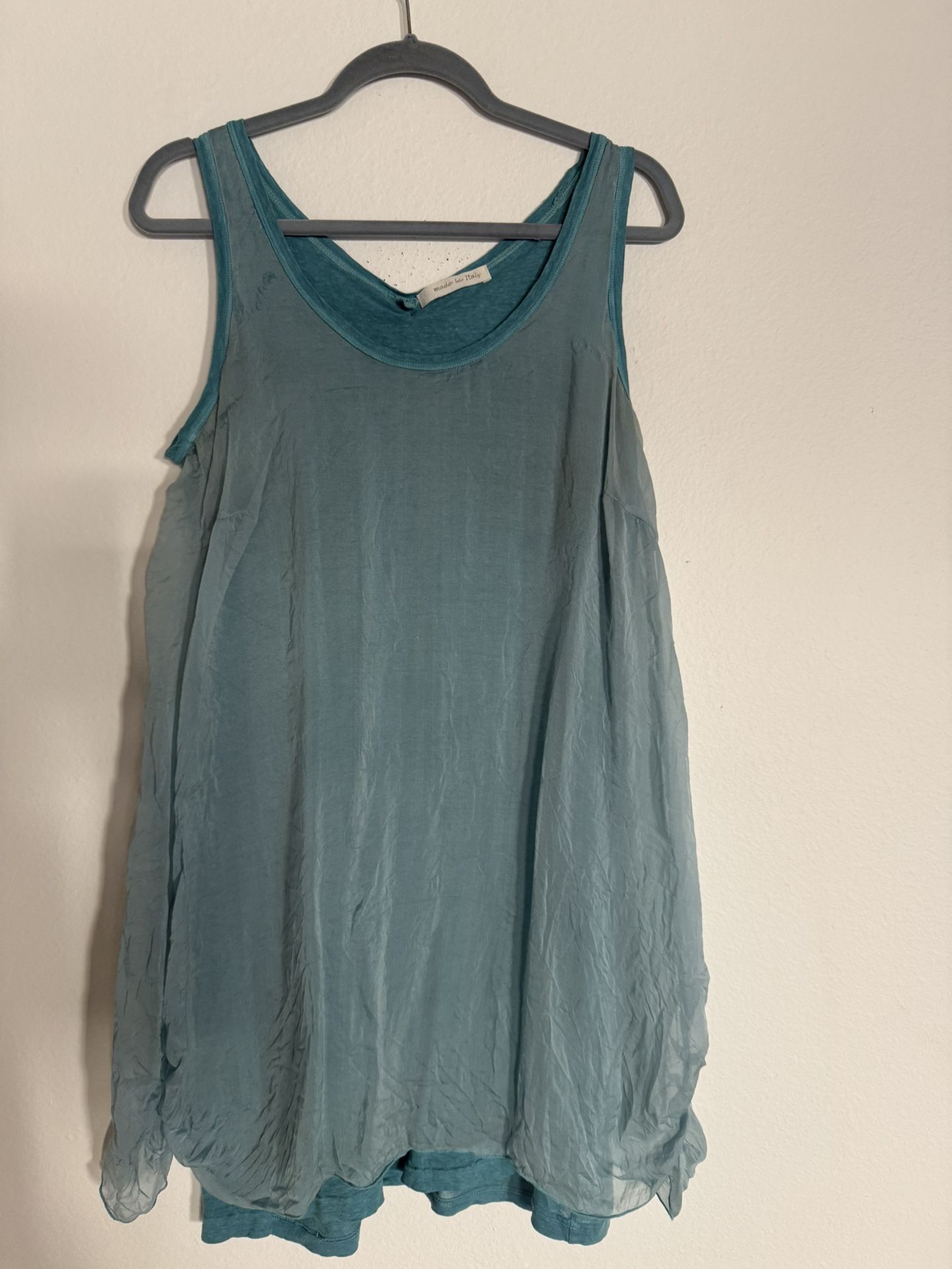 Silk Dress Large Blue 