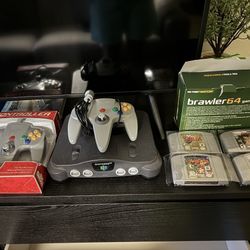 N64 With Controllers And Games