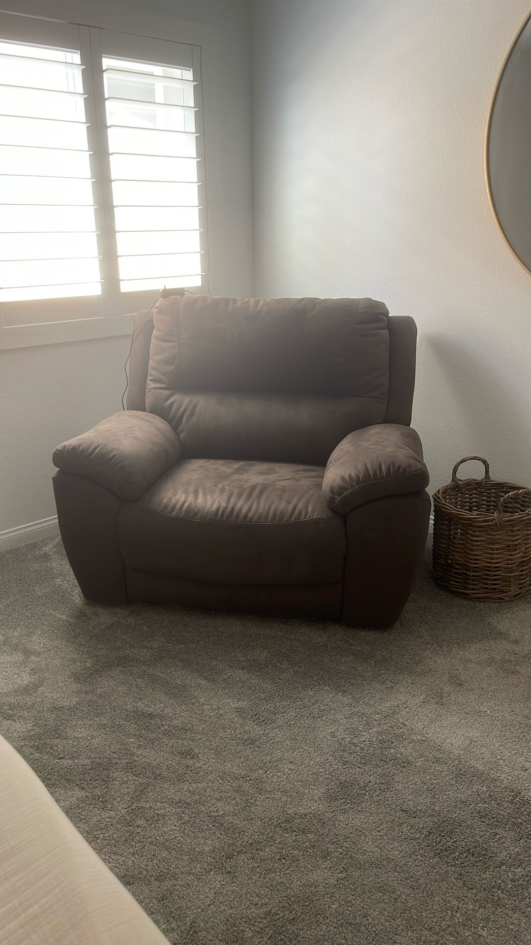 Oversized Suede Electric Recliner Chair