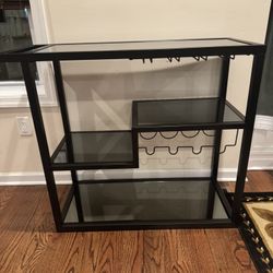 Black Matte And Mirrored Bar Cart