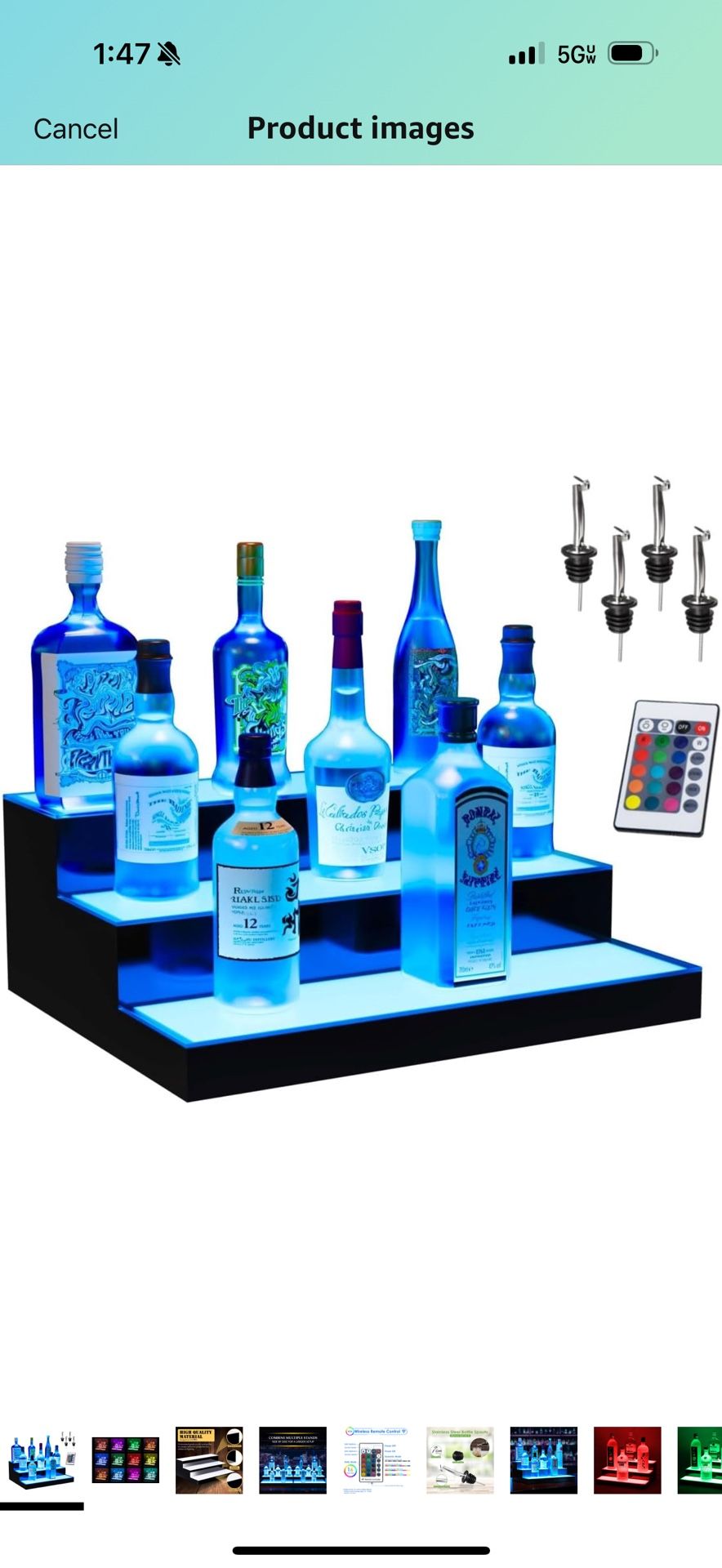 Boss Premium® BarUSA™ LED Lighted Bar Shelf Display Liquor Bottle Alcohol Whiskey Shelves Rack Stand Tray Units for Home Bar Living Room Accessories a