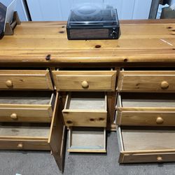 Solid Wood 9-Drawer Dresser + 2 FREE Matching Shelves