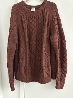 Nike Life Men's Cable Knit Sweater Oxen Brown Size L