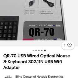 QR-70 USB Wired Optical Mouse & Keyboard USB 
