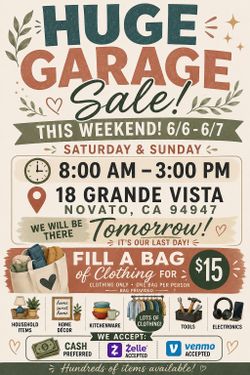 HUGE GARAGE SALE – LAST DAY TODAY!