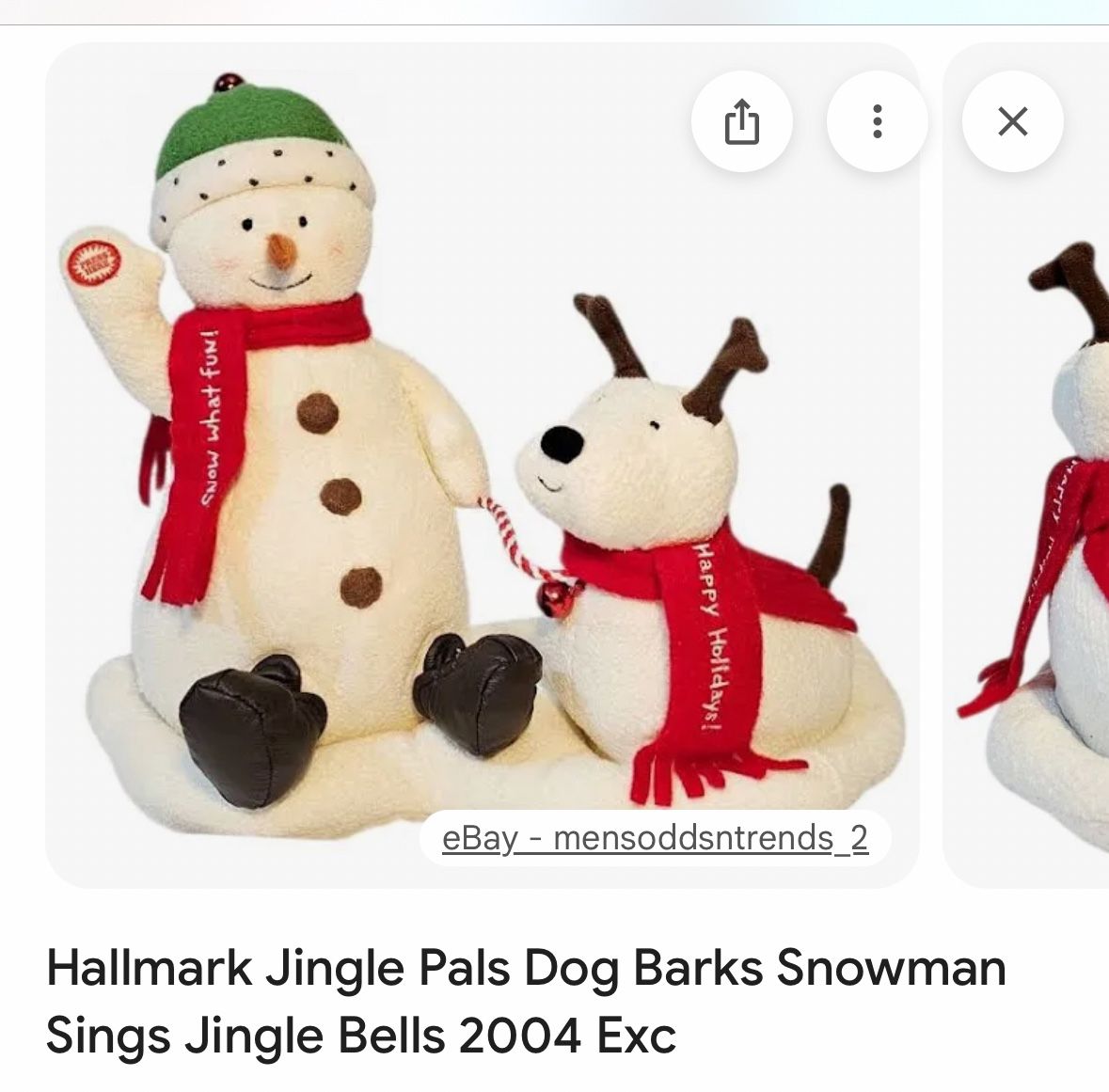 HALLMARK JINGLE PALS SINGING SNOWMAN ANIMATED CHRISTMAS PLUSH. 2004