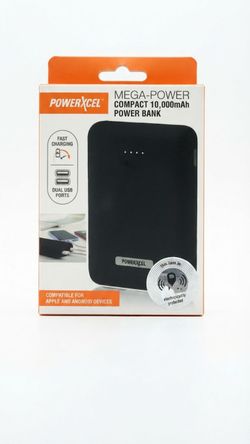 PowerXcel Mega-Power Compact 10,000mAh Power Bank - Dual USB - Fast Charging - New