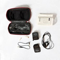 Moman C2 Wireless Lavalier Microphone, 2.4GHz Wireless Lapel Microphone System with Transmitter & 1 Receiver for DSLR Camera Phone Laptop Tablet Camco